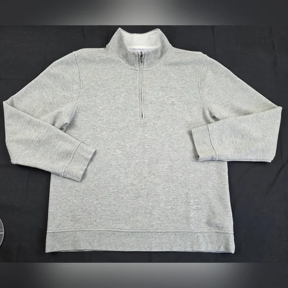 Brooks Brothers Sweater Mens Large Heather Grey 1/4 Zip Pullover Solid Logo - Picture 4 of 9